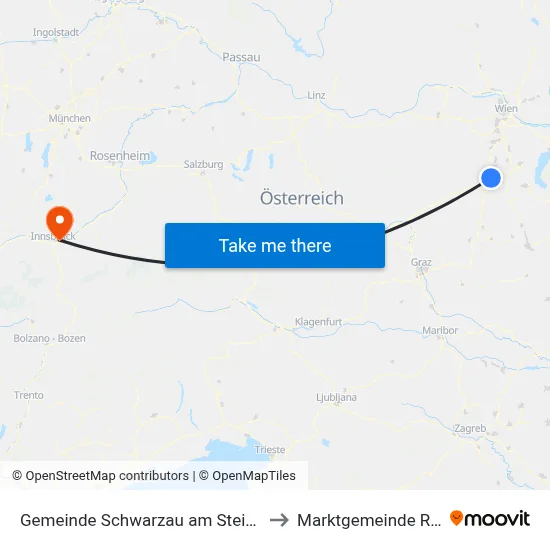 Gemeinde Schwarzau am Steinfeld to Marktgemeinde Rum map