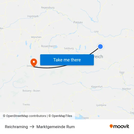 Reichraming to Marktgemeinde Rum map