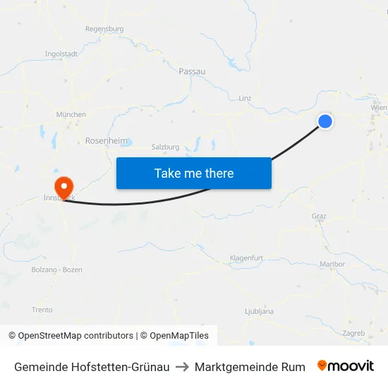 Gemeinde Hofstetten-Grünau to Marktgemeinde Rum map