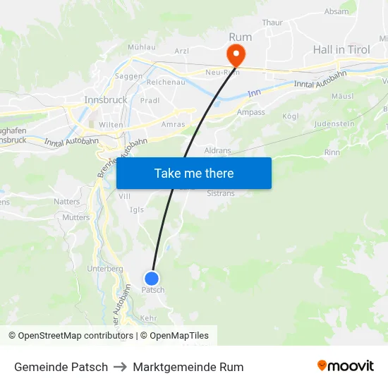 Gemeinde Patsch to Marktgemeinde Rum map