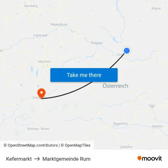 Kefermarkt to Marktgemeinde Rum map