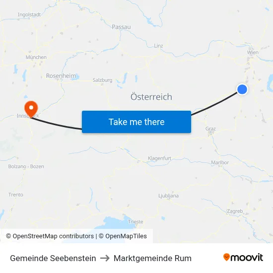 Gemeinde Seebenstein to Marktgemeinde Rum map