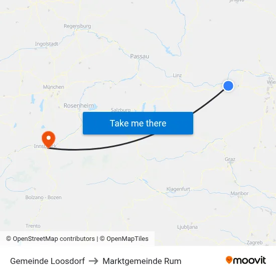 Gemeinde Loosdorf to Marktgemeinde Rum map