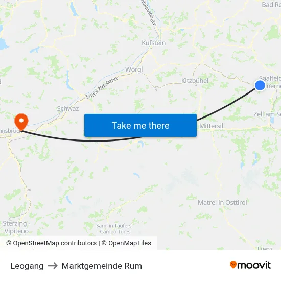 Leogang to Marktgemeinde Rum map