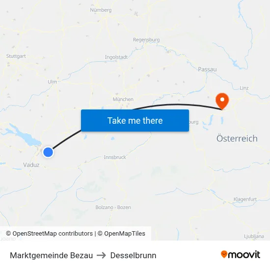 Marktgemeinde Bezau to Desselbrunn map