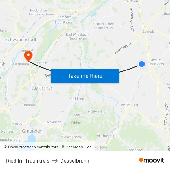 Ried Im Traunkreis to Desselbrunn map