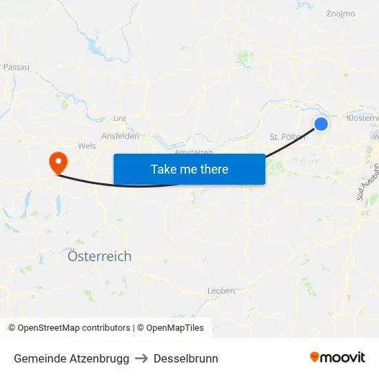 Gemeinde Atzenbrugg to Desselbrunn map