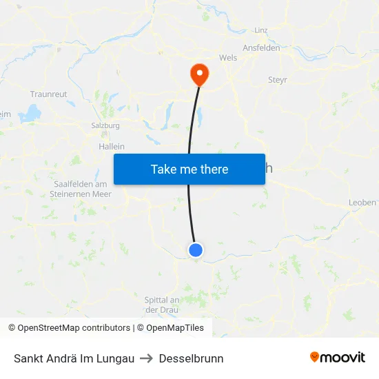 Sankt Andrä Im Lungau to Desselbrunn map