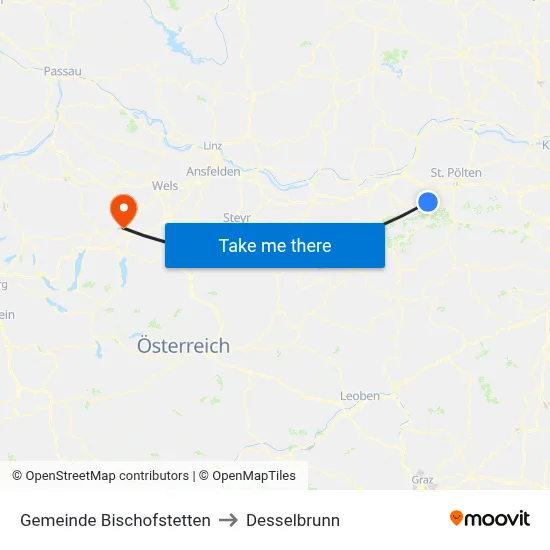 Gemeinde Bischofstetten to Desselbrunn map