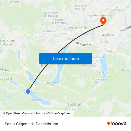 Sankt Gilgen to Desselbrunn map