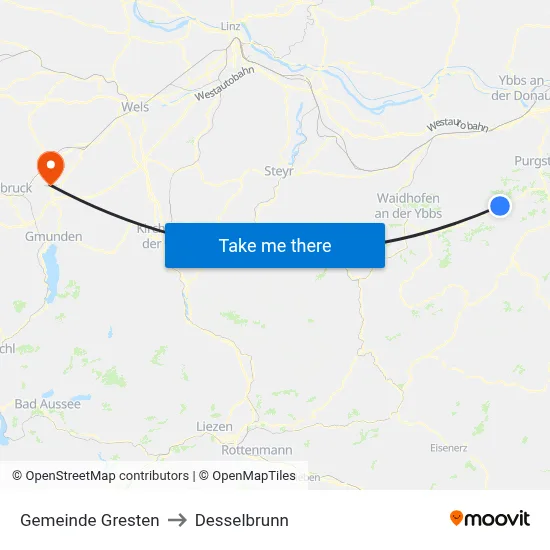 Gemeinde Gresten to Desselbrunn map