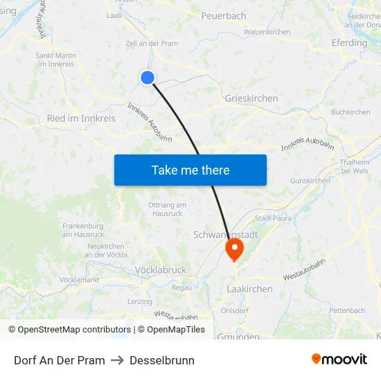 Dorf An Der Pram to Desselbrunn map