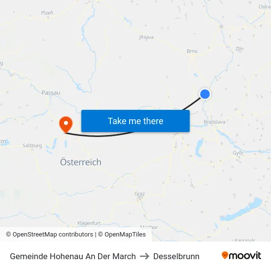 Gemeinde Hohenau An Der March to Desselbrunn map