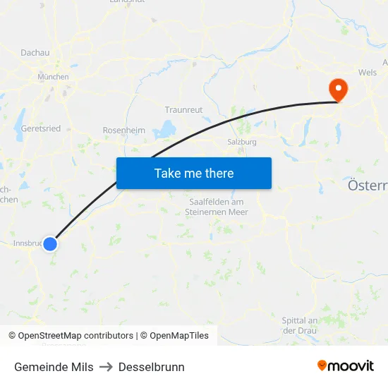 Gemeinde Mils to Desselbrunn map