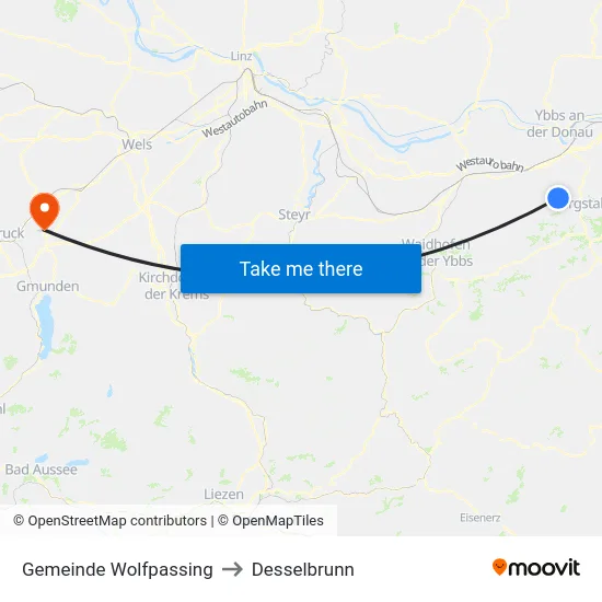 Gemeinde Wolfpassing to Desselbrunn map