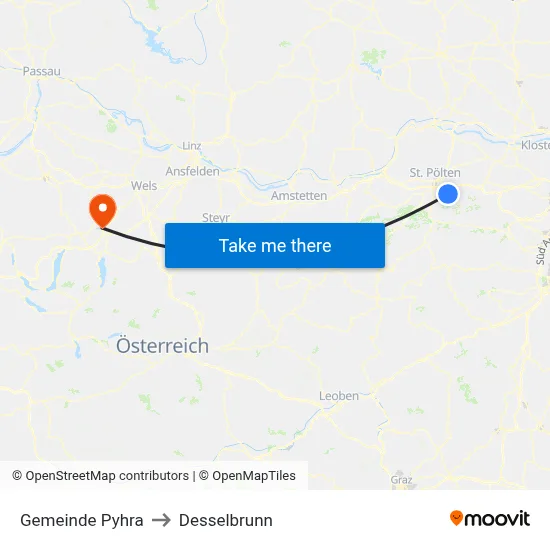Gemeinde Pyhra to Desselbrunn map