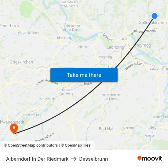 Alberndorf In Der Riedmark to Desselbrunn map