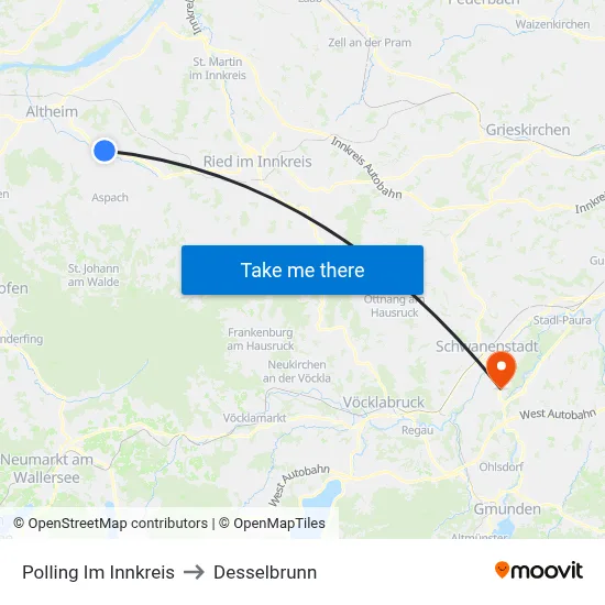 Polling Im Innkreis to Desselbrunn map