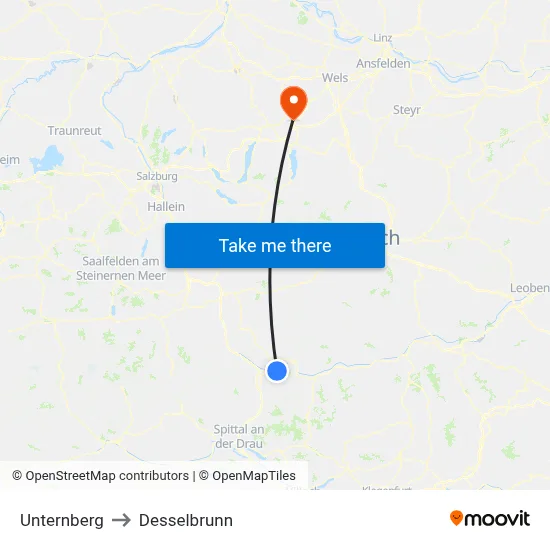 Unternberg to Desselbrunn map