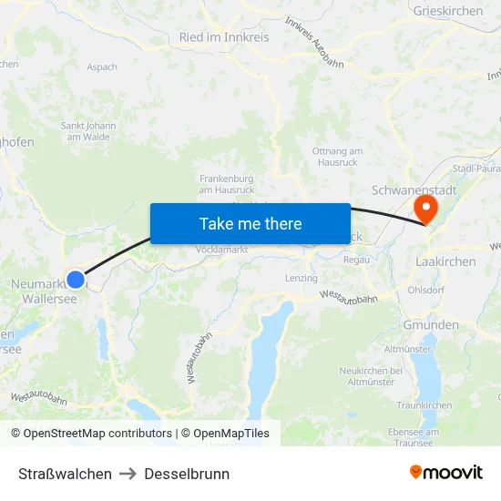 Straßwalchen to Desselbrunn map