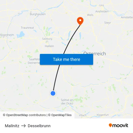 Mallnitz to Desselbrunn map
