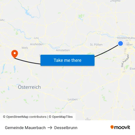 Gemeinde Mauerbach to Desselbrunn map