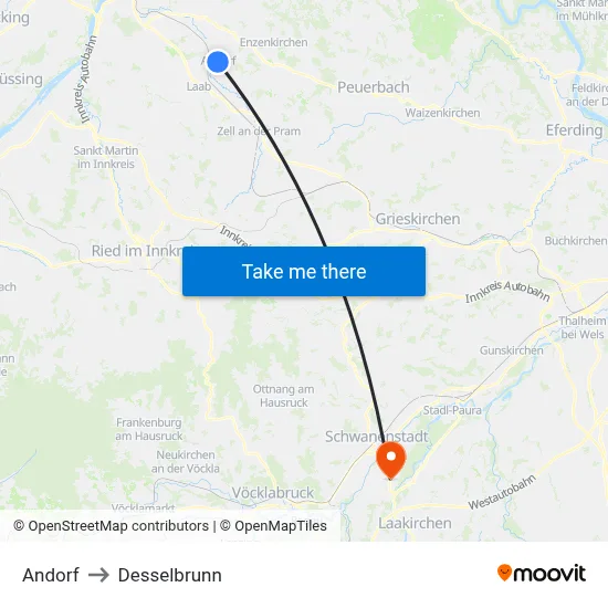 Andorf to Desselbrunn map