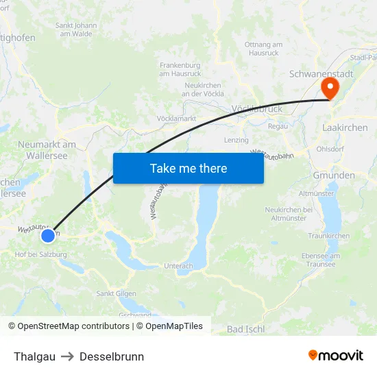 Thalgau to Desselbrunn map