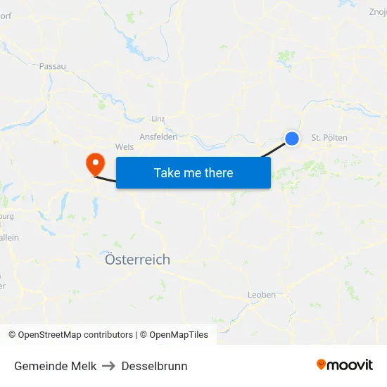 Gemeinde Melk to Desselbrunn map