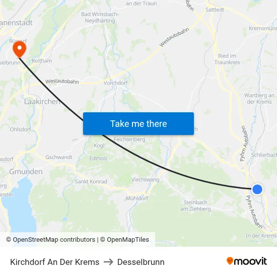 Kirchdorf An Der Krems to Desselbrunn map