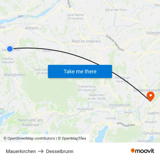 Mauerkirchen to Desselbrunn map