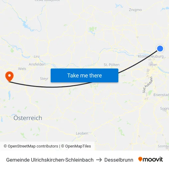Gemeinde Ulrichskirchen-Schleinbach to Desselbrunn map