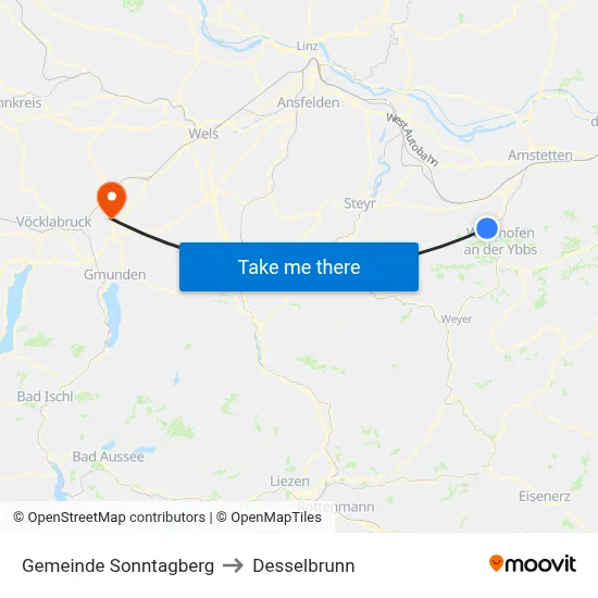 Gemeinde Sonntagberg to Desselbrunn map