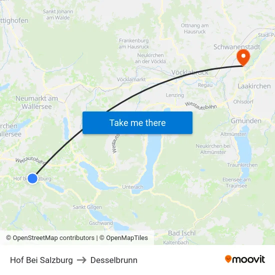 Hof Bei Salzburg to Desselbrunn map