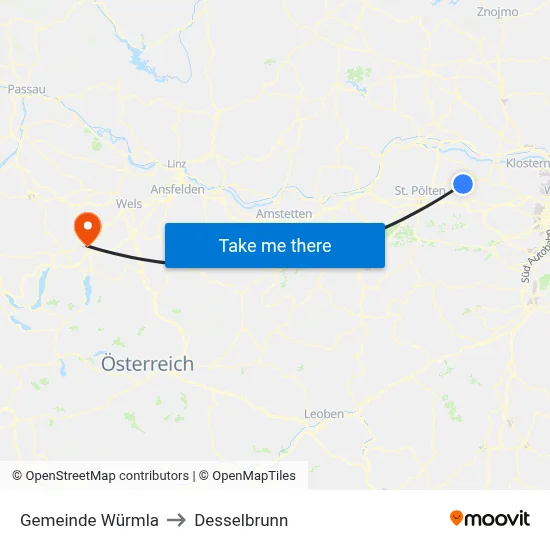 Gemeinde Würmla to Desselbrunn map