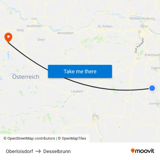 Oberloisdorf to Desselbrunn map