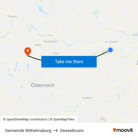Gemeinde Wilhelmsburg to Desselbrunn map
