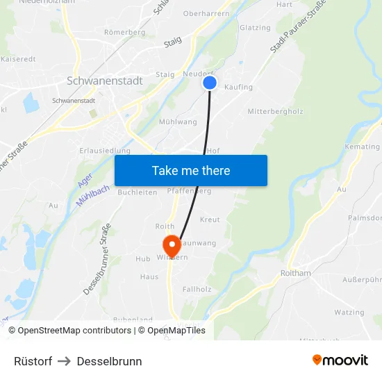 Rüstorf to Desselbrunn map