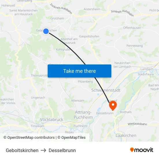 Geboltskirchen to Desselbrunn map