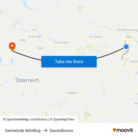 Gemeinde Mödling to Desselbrunn map