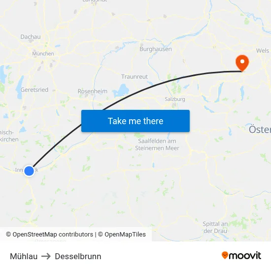 Mühlau to Desselbrunn map