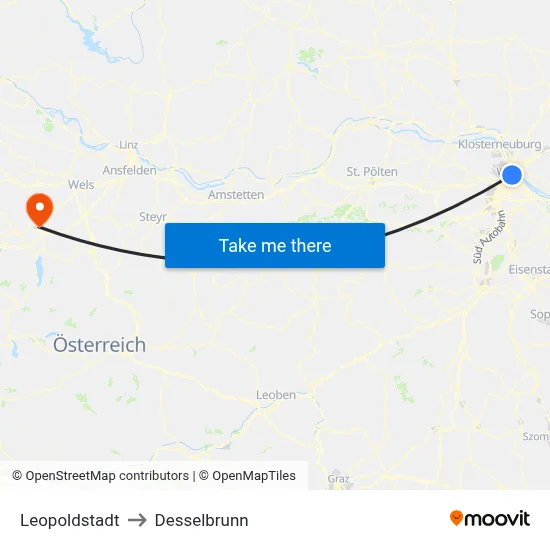 Leopoldstadt to Desselbrunn map