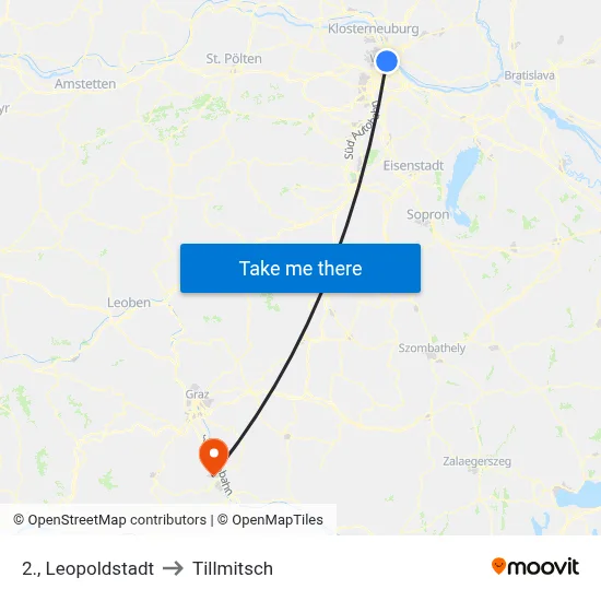 2., Leopoldstadt to Tillmitsch map