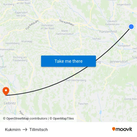 Kukmirn to Tillmitsch map