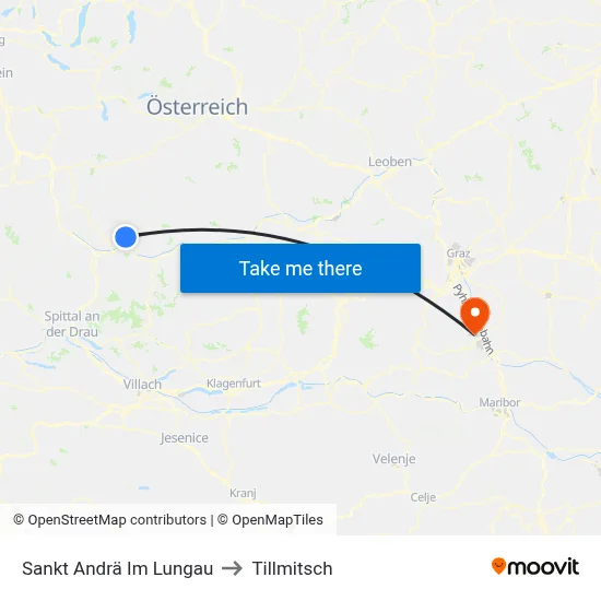 Sankt Andrä Im Lungau to Tillmitsch map