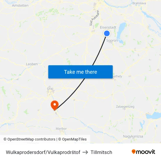 Wulkaprodersdorf/Vulkaprodrštof to Tillmitsch map