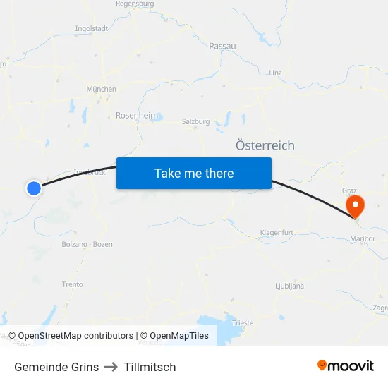 Gemeinde Grins to Tillmitsch map