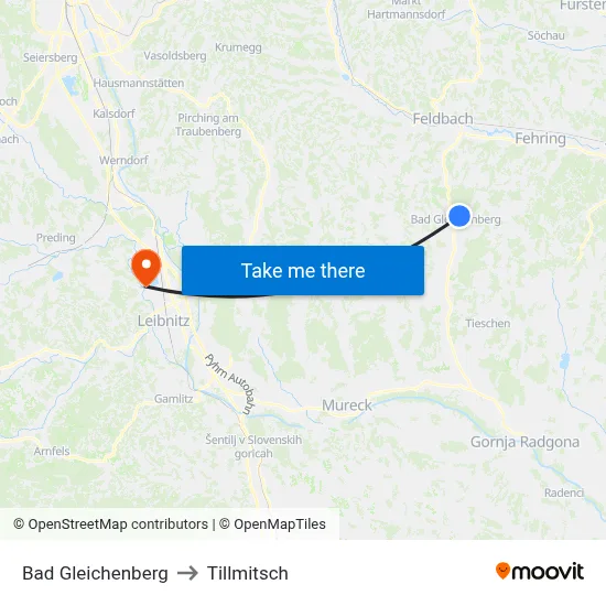 Bad Gleichenberg to Tillmitsch map