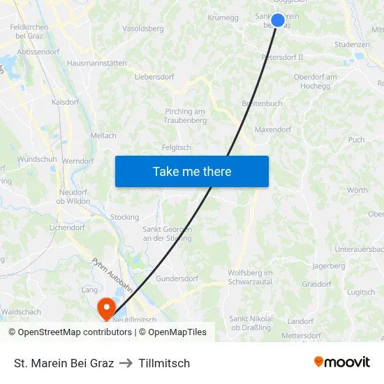St. Marein Bei Graz to Tillmitsch map