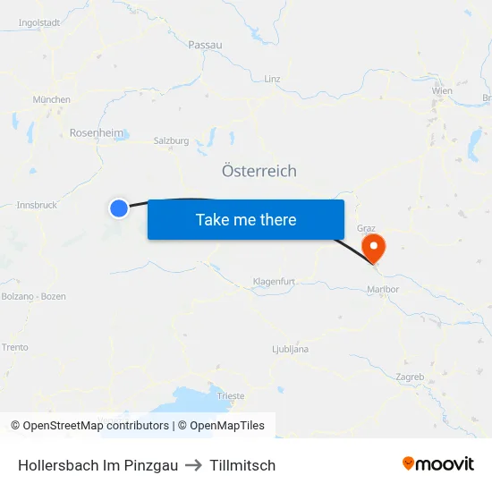 Hollersbach Im Pinzgau to Tillmitsch map